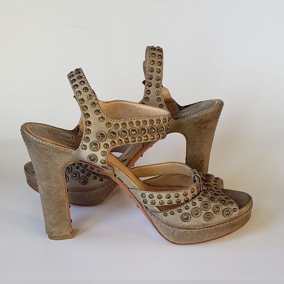 Frye Samantha Disc Ankle High Heel Studded Leather Shoe Size 8.5 M - Picture 2 of 12